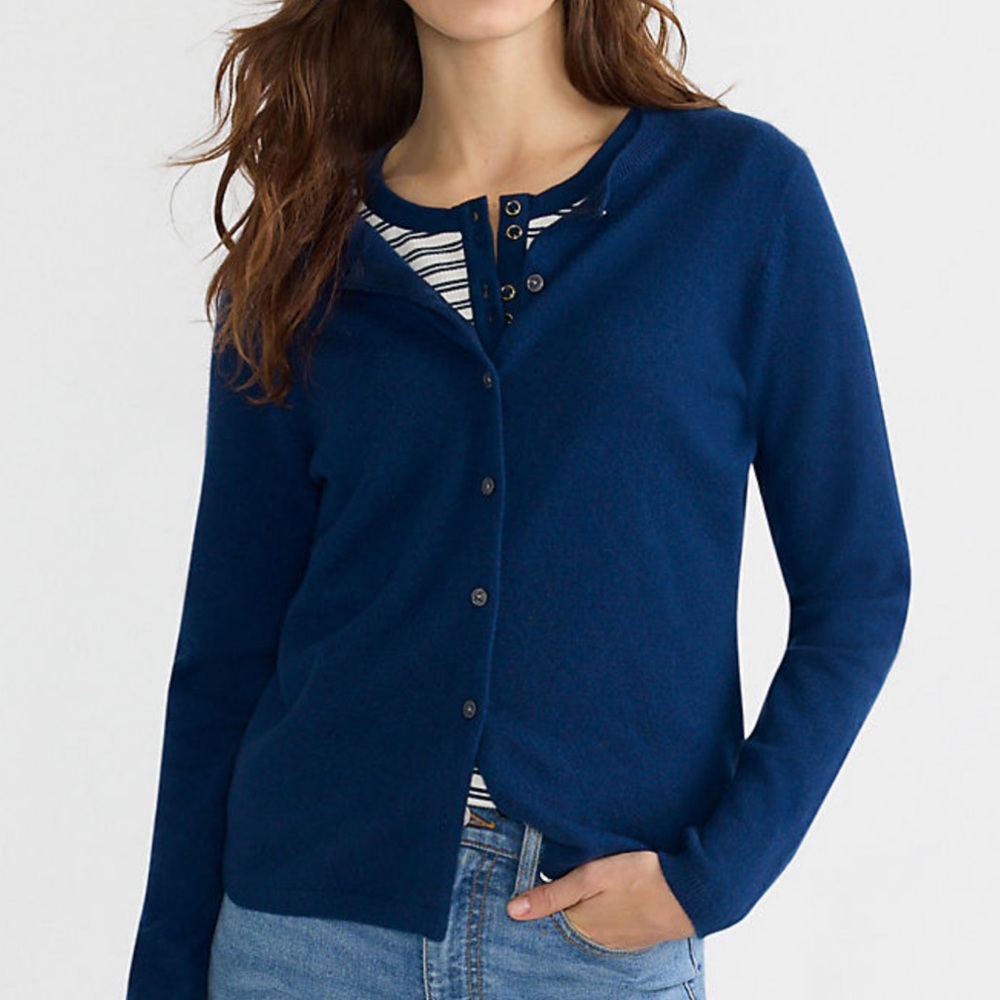 NWOT Lands End Navy Blue 100% Cashmere Sweater